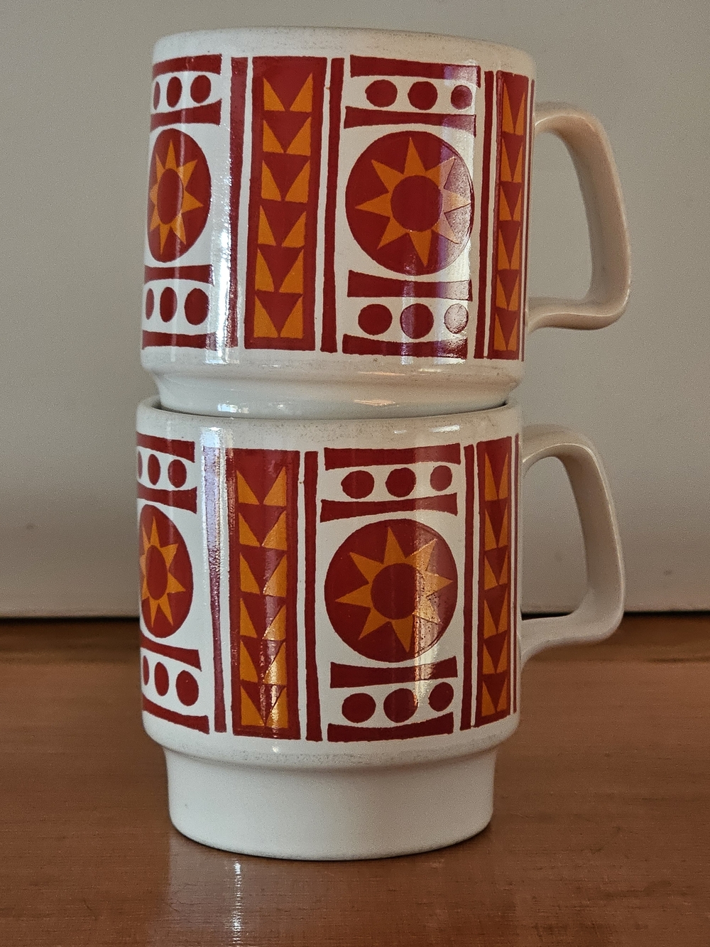 Vintage 70s Royal Alma Staffordshire Ironstone Mugs - Pair of Retro Cups